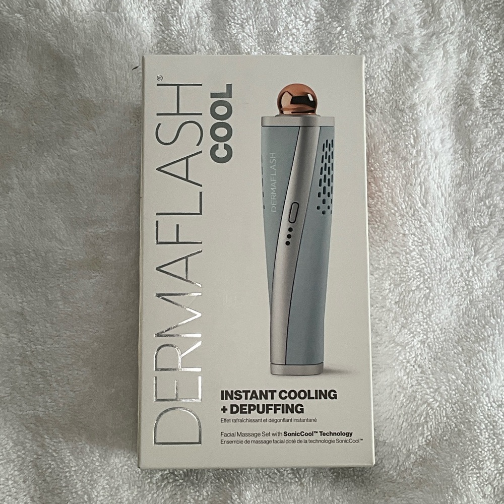Dermalash Cool Instant Cooling Facial Massager - Gray with Rose Gold Accent